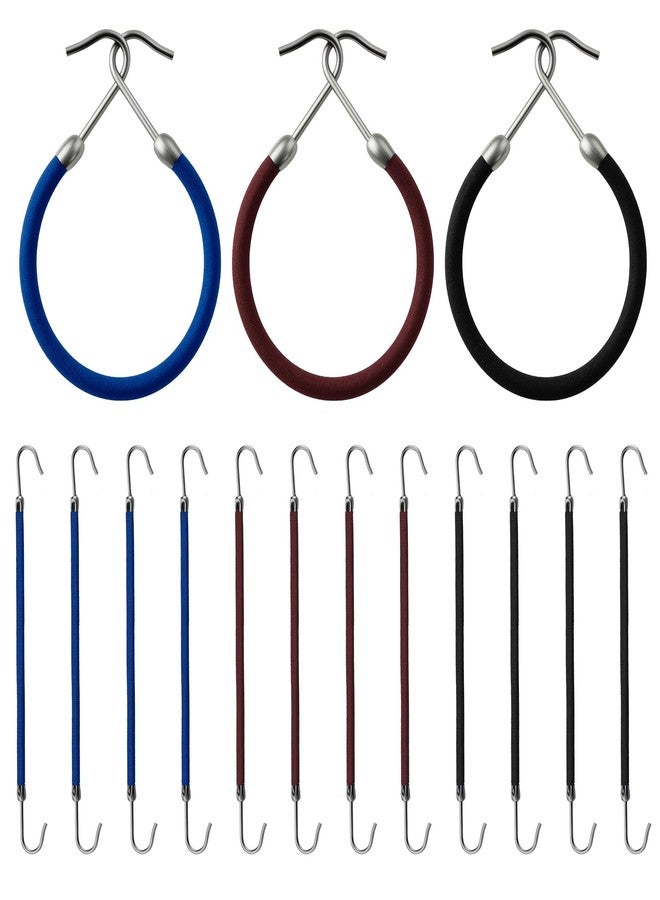 Hotop 15 Pieces Elastic Hook Hair Tie Styling Ponytail Holder Hooks Cord for Long Curly Hair(Burgundy, Blue, Black) - Image 1